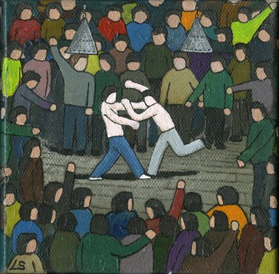 The Fight, 2015 (Akryl og blæk på lærred) af Lee Sellers