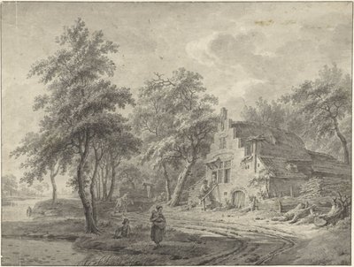 Gård på en landevej af Leendert Overbeek