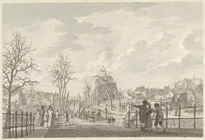 Ruiner på Rapenburg i Leiden, efter krudtkatastrofen den 12. januar 1807 af Leendert Overbeek