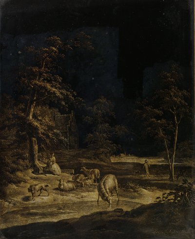 Hyrdinde med får af Leendert Overbeek