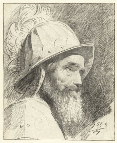 Buste af kriger med hjelm af Leendert van der Cooghen