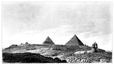 Pyramiderne og Sfinxen, Giza, Egypten, 1800-tallet af Lemaitre
