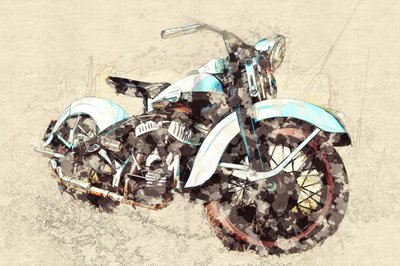 Malerier af klassiske motorcykler af Lembayung senja studio [Vintage Poster]