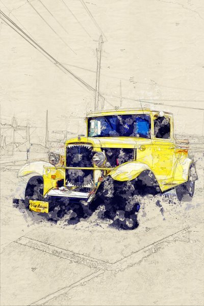 Klassisk gul pickup af Lembayung senja studio [Vintage Poster]