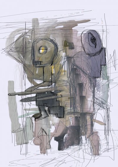 Gådefulde abstrakte robotter af Lembayung senja studio [Vintage Poster]
