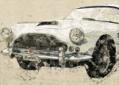Tegning af en klassisk retro-bil af Lembayung senja studio [Vintage Poster]