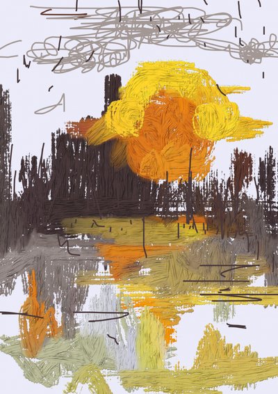Refleksion af en solnedgang i byen af Lembayung senja studio [Vintage Poster]