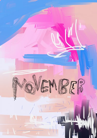Farverigt november-abstrakt af Lembayung senja studio [Vintage Poster]
