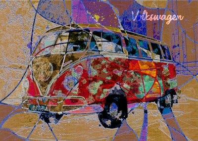 Farverig retro-kunst med varevogne af Lembayung senja studio [Vintage Poster]