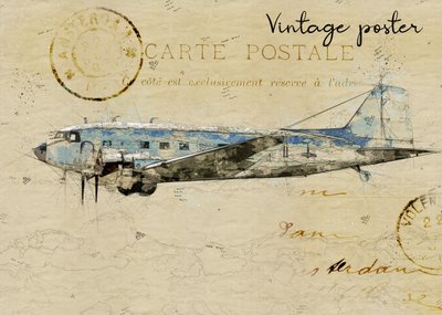 Postkort med et gammelt fly af Lembayung senja studio [Vintage Poster]