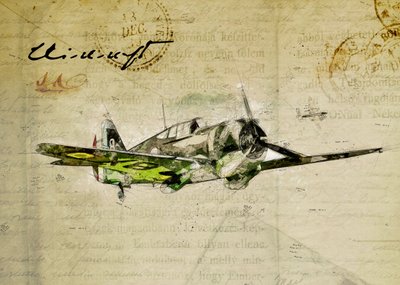 Vintage-tegning af et fly af Lembayung senja studio [Vintage Poster]