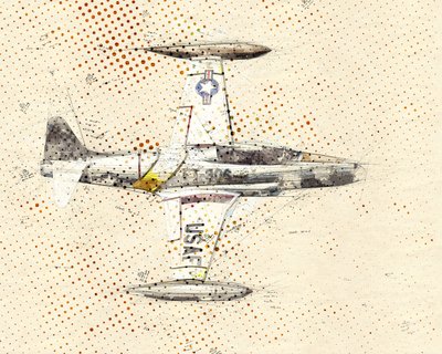 Vintage-tegning af et jetfly af Lembayung senja studio [Vintage Poster]