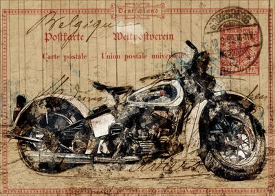 Postkort med vintage-motorcykel af Lembayung senja studio [Vintage Poster]