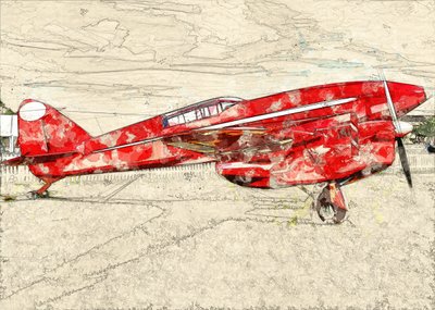 Vintage rødt propelfly af Lembayung senja studio [Vintage Poster]