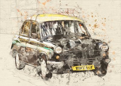 Vintage taxikunst af Lembayung senja studio [Vintage Poster]