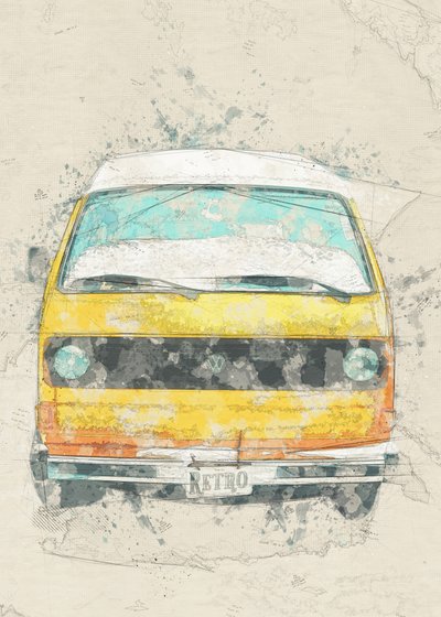 Gul retro-autocamper af Lembayung senja studio [Vintage Poster]