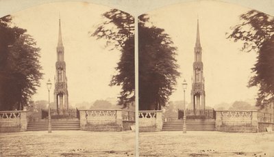 Gruppe på 8 tidlige stereografiske udsigter over britiske monumenter, mindesmærker og grave, 1850