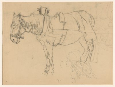 Hestetrukne og hovedstudier af Leo Gestel (signed by artist)