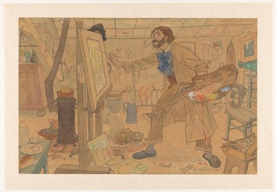 Studie af en moderne maler (original titel på objektet) af Leo Gestel (signed by artist)