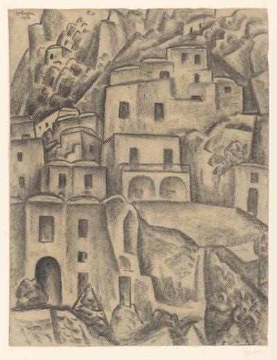 Huse på bjergskråninger af Leo Gestel (signed by artist)