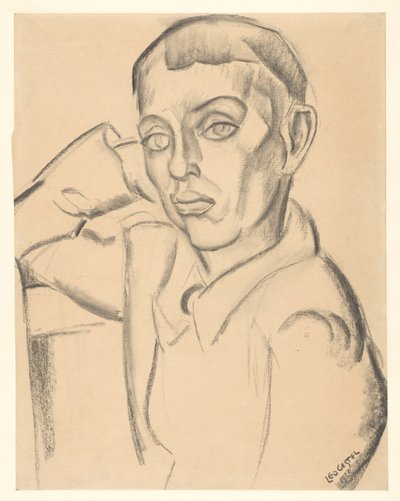 Ung mand hviler hovedet på sin hånd af Leo Gestel (signed by artist)