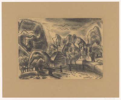 Landskab med en gård blandt træer af Leo Gestel (signed by artist)