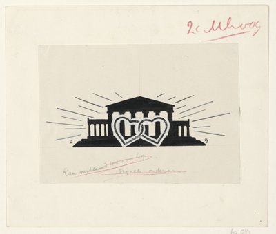 Tempel med to forenede hjerter af Leo Gestel (signed by artist)