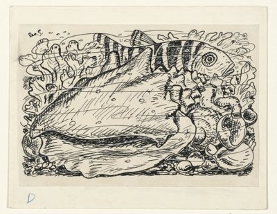 Fisk og skal i vandet af Leo Gestel (signed by artist)