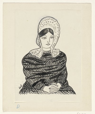 Kvinde i traditionel kostume af Leo Gestel (signed by artist)