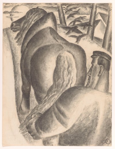 Bonde med plov af Leo Gestel
