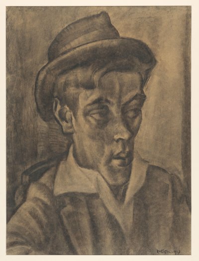 Buste af mand med hat af Leo Gestel