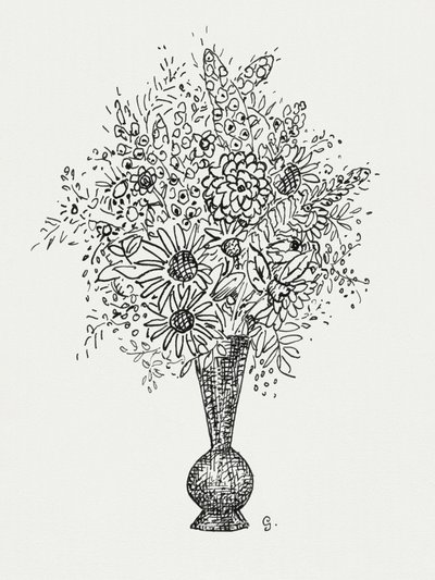 Blomstervase (ca. 1891–1941) – tegning i høj opløsning af Leo Gestel. af Leo Gestel