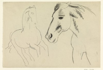 Galoperende hest og hestehoved af Leo Gestel