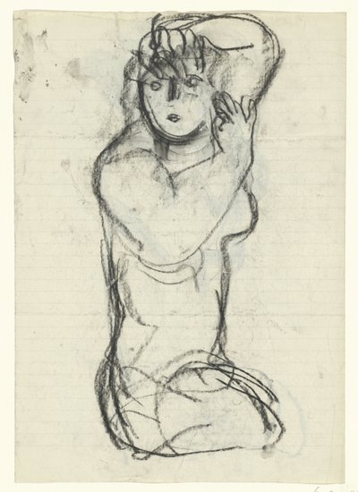 Knælende nøgen kvinde af Leo Gestel