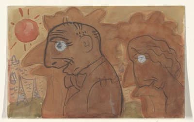 Karikatur af Leo Gestel og hans kone af Leo Gestel