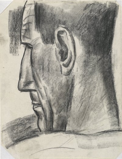 Mands hoved set bagfra i profil Uden titel af Leo Gestel