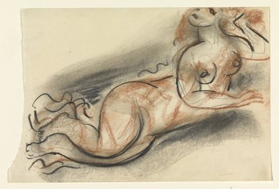 Tilbagelænet nøgen kvinde af Leo Gestel