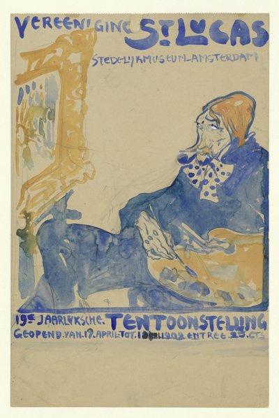 Design til plakaten for den 19. årlige udstilling af Vereening St. Lukas i Stedelijk Museum i Amsterdam af Leo Gestel