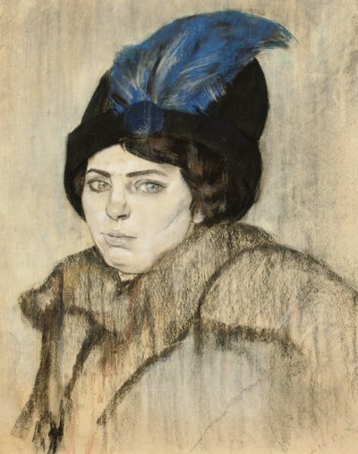 Portræt af Marie Boendermaker-Schoenmaker (kridt og pastel på papir) af Leo Gestel