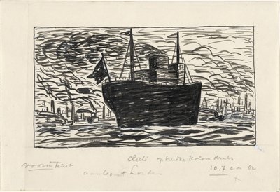 Skibet anløber Londons havn (titel på objektet) af Leo Gestel