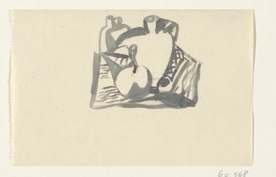 Stilleben med æble og en kande af Leo Gestel