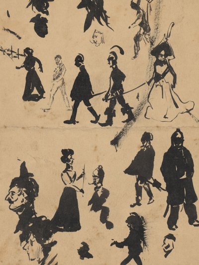 Studieblad med mænd og kvinder af Leo Gestel