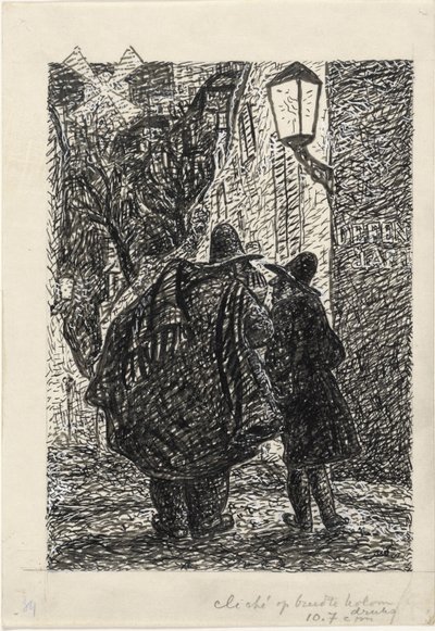 To mænd på gaden i mørket af Leo Gestel