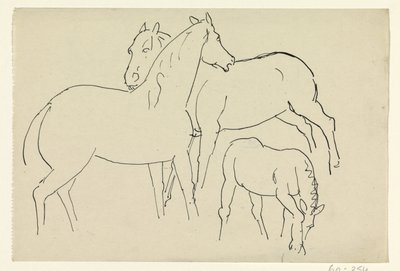 To heste og et føl af Leo Gestel