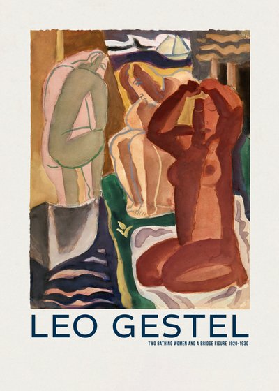 To badende kvinder og en brofigur af Leo Gestel