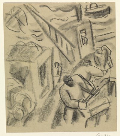 Fisker på en fiskerbåd af Leo Gestel