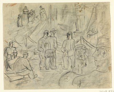 Fiskere i en havn af Leo Gestel