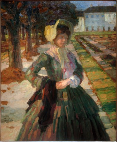 Ung kvinde i grøn kjole af Leo Putz