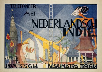 Plakattelefon med Hollandsk Ostindien Ring til Hollandsk Ostindien (...) (titel på objekt) af Leo Visser