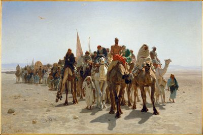 Pilgrimme på vej til Mekka (olie på lærred) af Leon-Auguste-Adolphe Belly